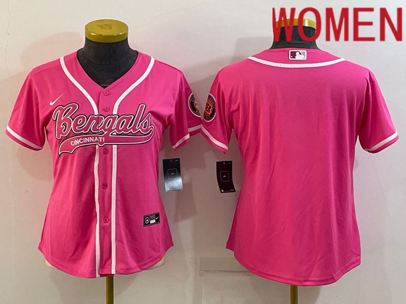 Women Cincinnati Bengals Blank Pink 2022 Nike Co branded NFL Jerseys->women nfl jersey->Women Jersey